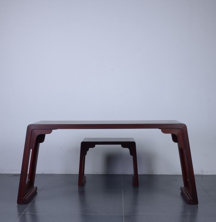 赞比亚紫檀宋式琴桌（带凳子）
