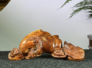 海南黄花梨随形如意灵芝寿桃摆件
